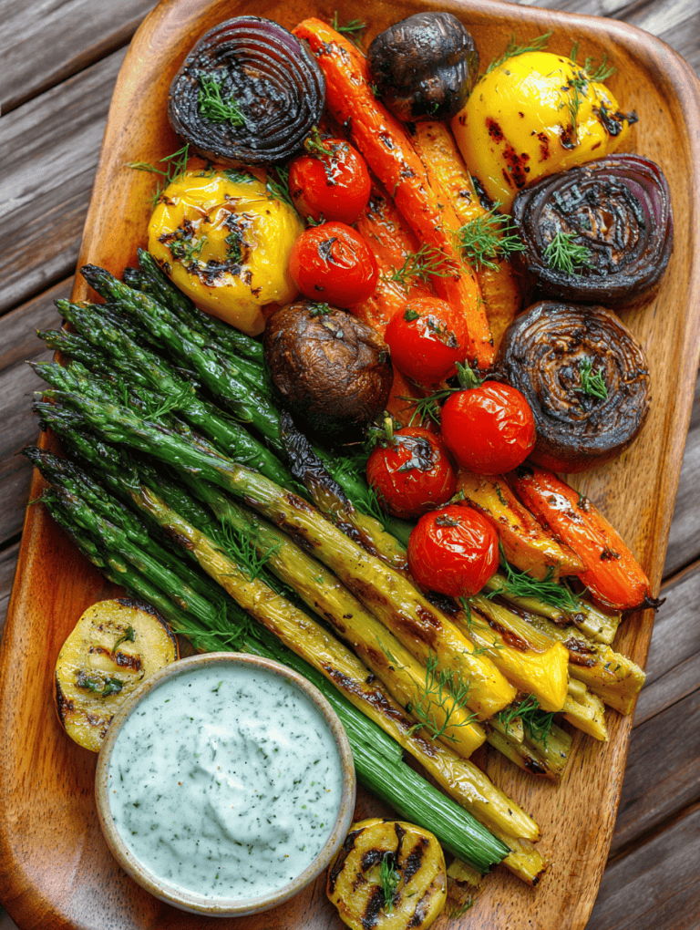 Grilled Veggie Platter with Herb Sauce